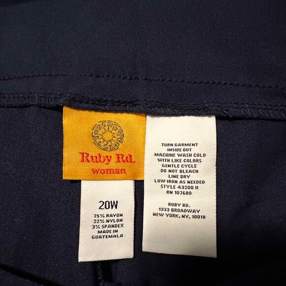 Ruby Road Navy Straight Leg Pants 20W - Picture 2 of 2